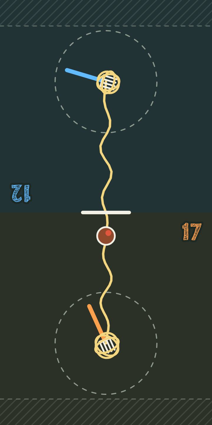 Spaghetti: two forks twirling one noodle